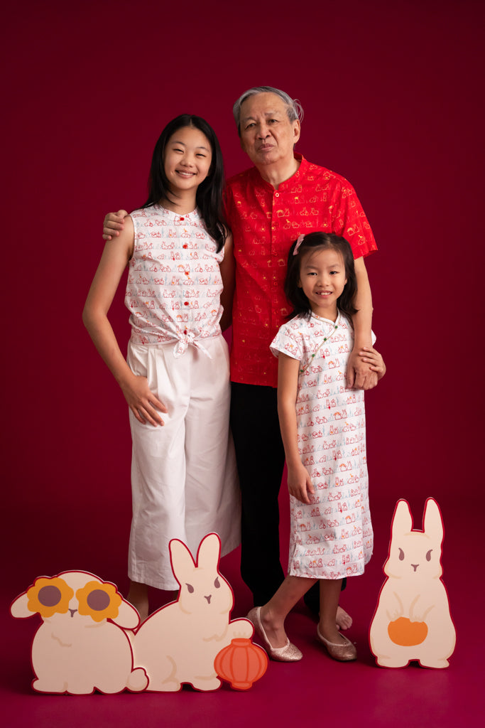Amelia Top - White Bunnies In A Row | Chinese New Year 2023 Tween Styles | The Elly Store Singapore