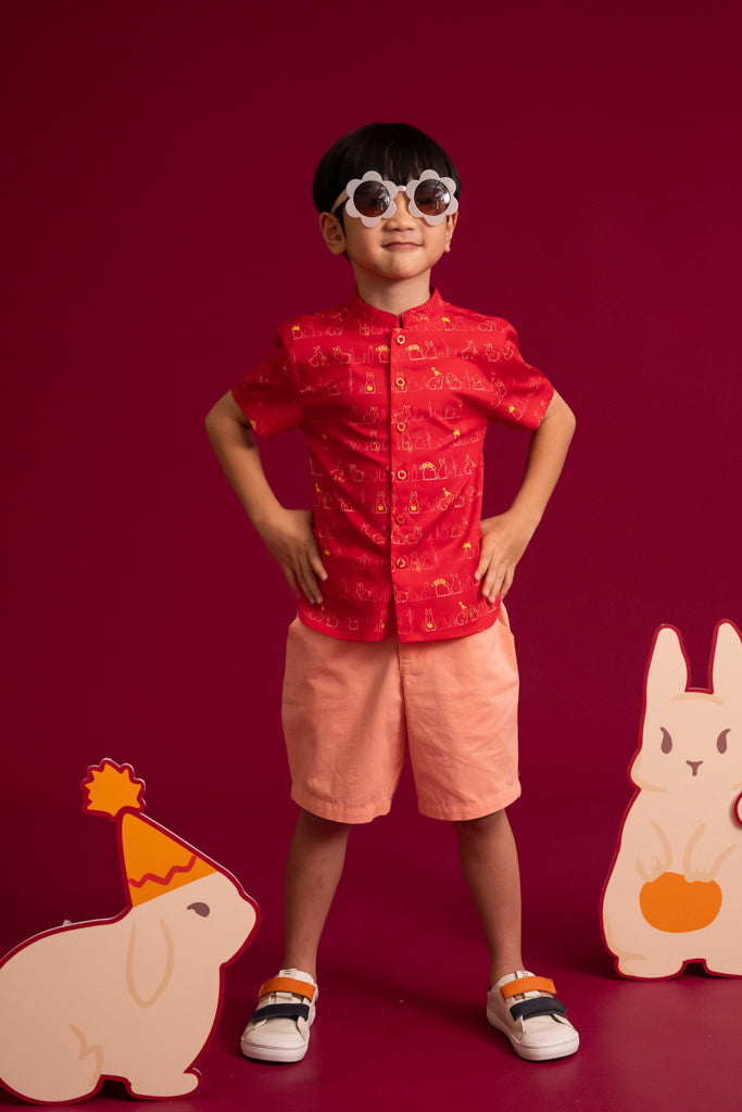 Charlie Shorts - Peach | Boys' Bottoms | The Elly Store Singapore