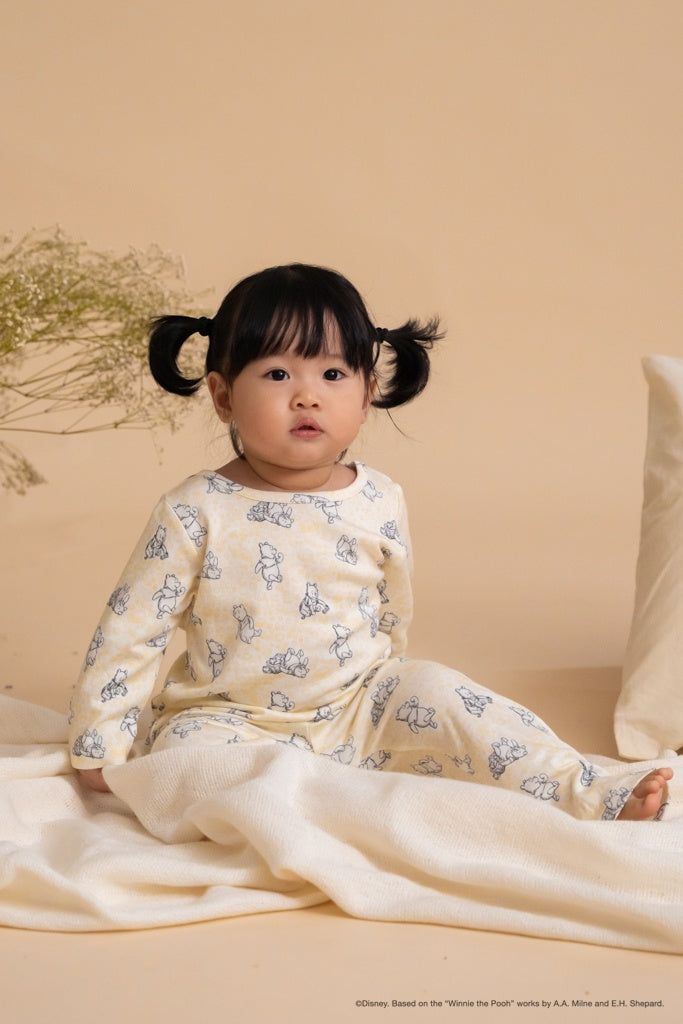 Long-Sleeve Pyjamas Set - Yellow Hunny Pooh | Disney x elly Twinning Family Pyjamas | The Elly Store Singapore