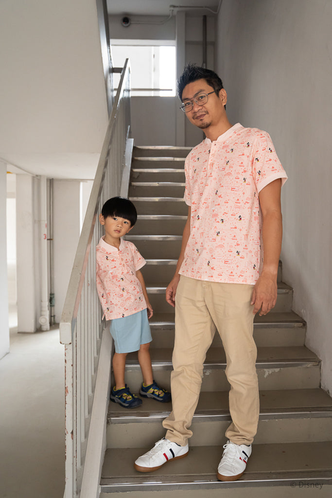 Men's Polo Tee - Pink Road Trip Mickey | Disney x elly Mickey Go Local | The Elly Store Singapore