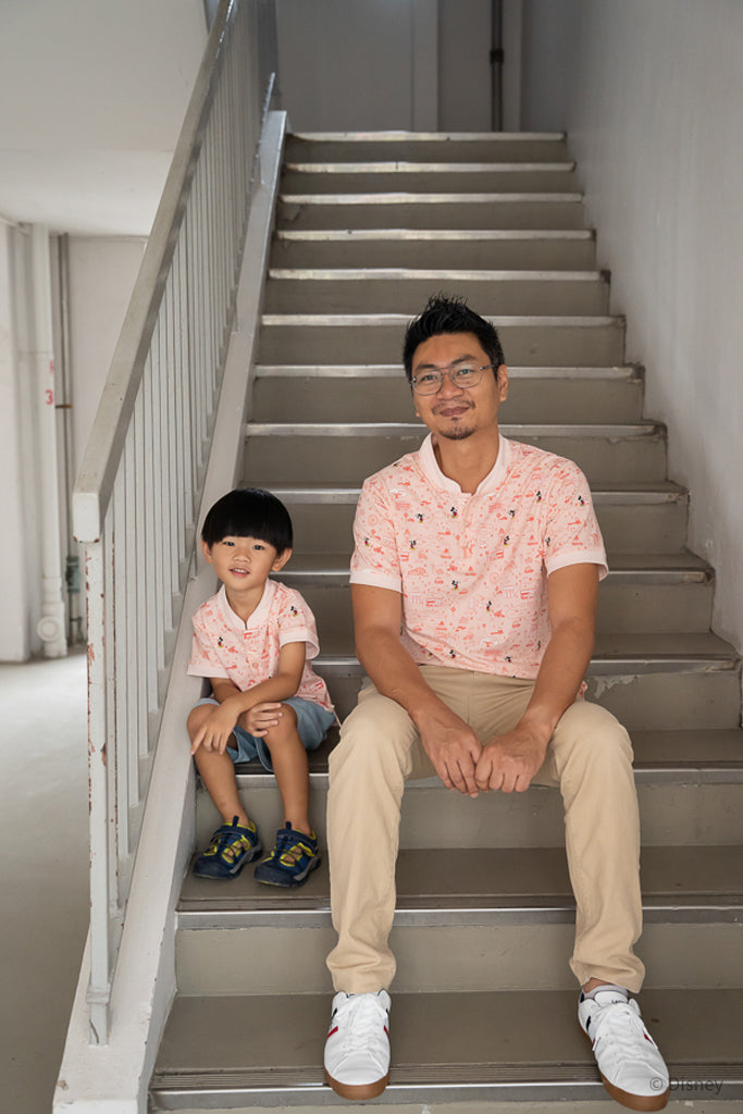 Men's Polo Tee - Pink Road Trip Mickey | Disney x elly Mickey Go Local | The Elly Store Singapore