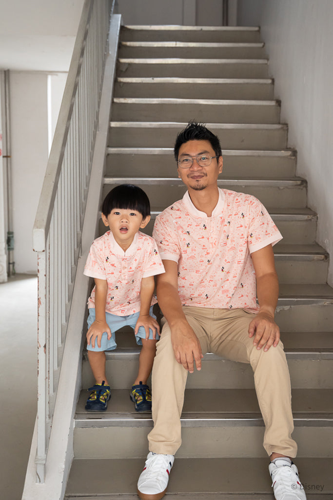 Men's Polo Tee - Pink Road Trip Mickey | Disney x elly Mickey Go Local | The Elly Store Singapore