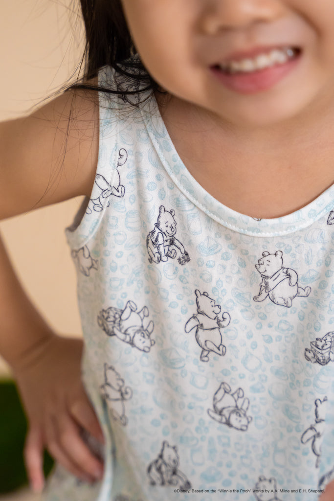 Sleeveless Dress - Blue Hunny Pooh | Disney x elly | The Elly Store Singapore