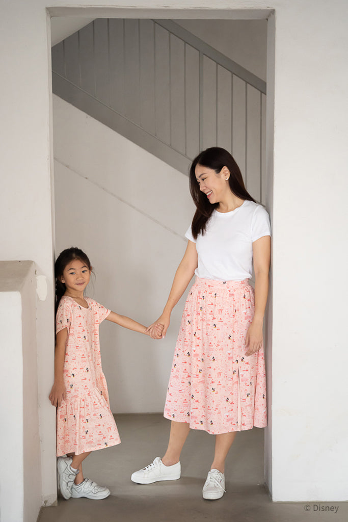 Ladies Skirt - Pink Road Trip Mickey | Disney x elly Twinning Family Sets | The Elly Store Singapore