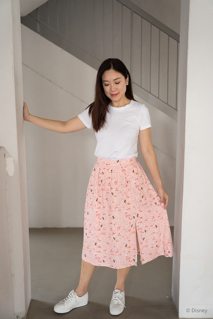 Ladies Skirt - Pink Road Trip Mickey | Disney x elly Twinning Family Sets | The Elly Store Singapore