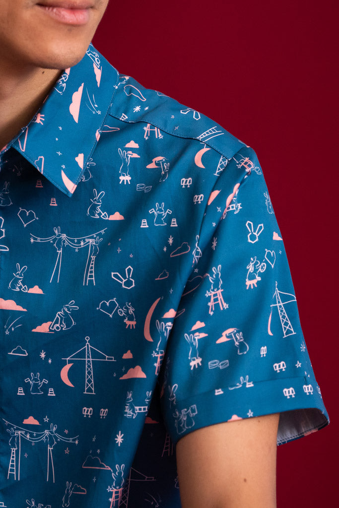 Men's Shirt - Blue Nightfall Bunnies | CNY2023 Family Twinning Set | The Elly Store Singapore