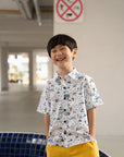 Little Man Shirt - Blue Road Trip Mickey | Disney x elly Boys Shirts | The Elly Store Singapore