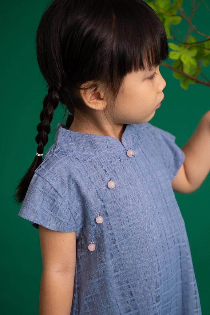 Alicia Cheongsam - Blue Gingham | Chinese New Year 2023 | The Elly Store Singapore