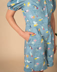 Ladies Evie Playsuit - Blue Wilderness