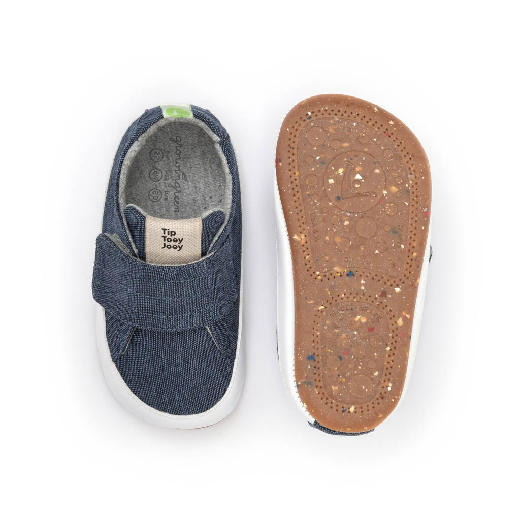 Tip Toey Joey Friendly Green Sneakers - Blue Eco Canvas