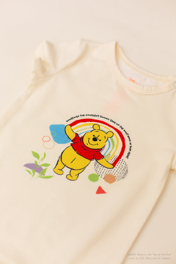 Short-Sleeve Onesie - Yellow Rainbow Pooh | Disney x elly | The Elly Store Singapore