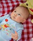 Long-Sleeve Onesie - Blue Busy Bee Pooh | Disney x elly | The Elly Store Singapore