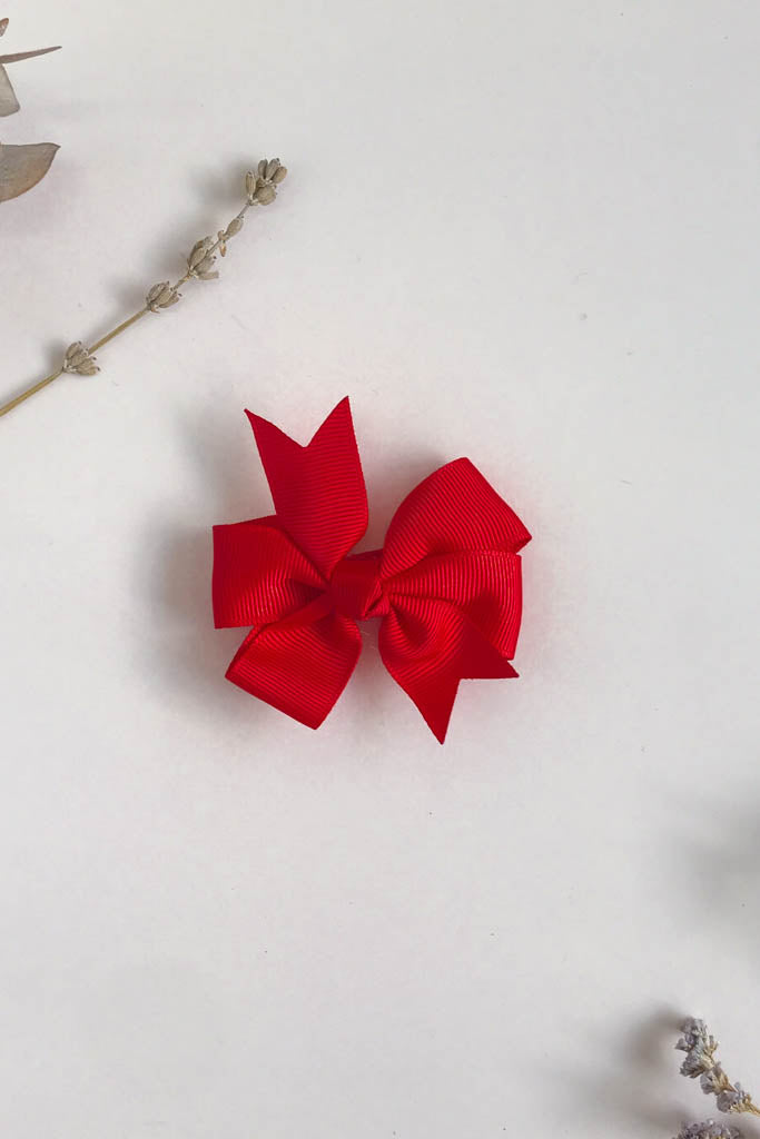 Pinwheel Bow - Bright Red front | Girls Hair Accessories | The Elly Store Singapore