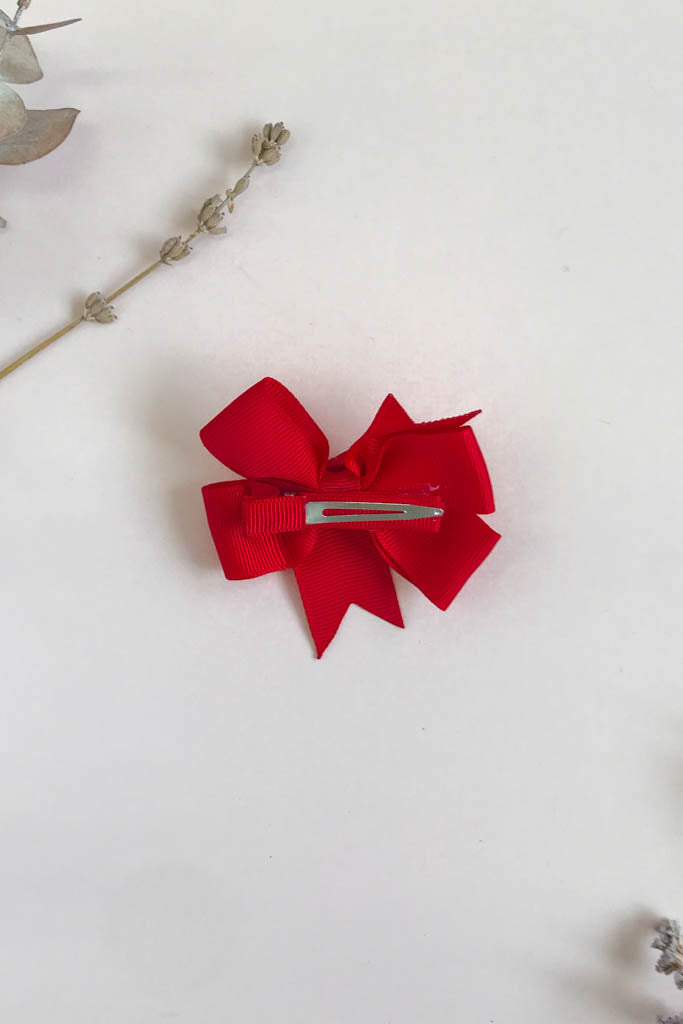 Pinwheel Bow - Bright Red back | Girls Hair Accessories | The Elly Store Singapore