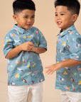 Little Man Shirt - Blue Wilderness