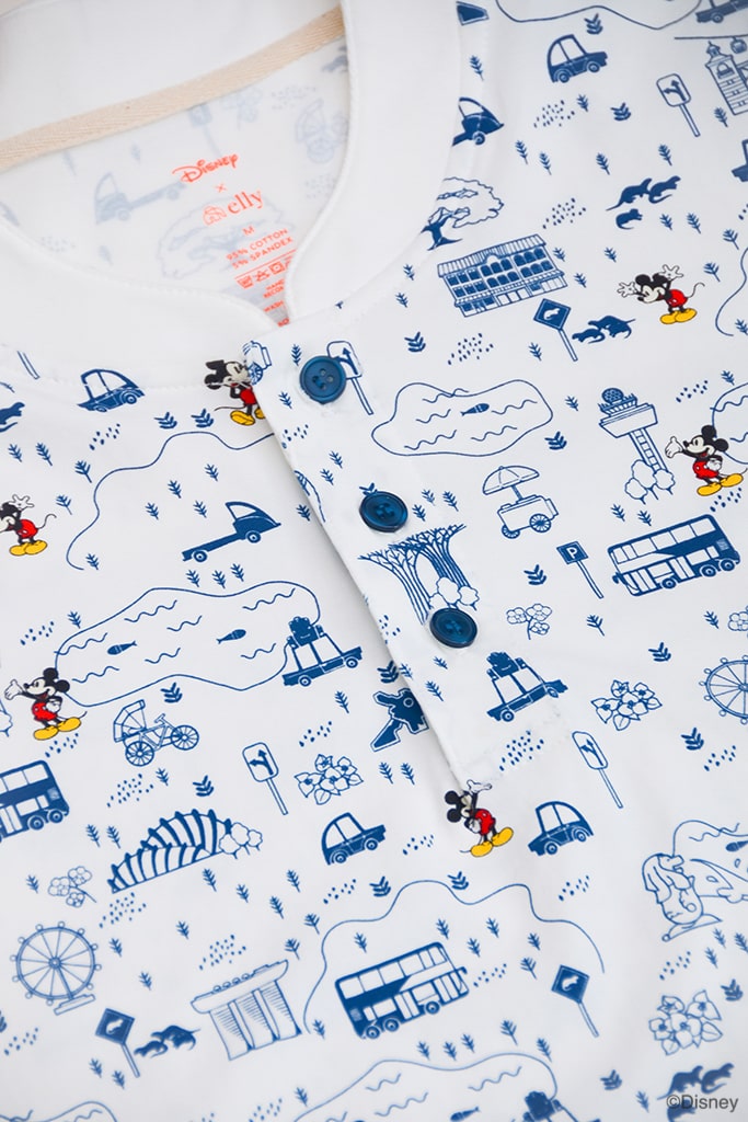 Men's Polo Tee - Blue Road Trip Mickey | Disney x elly Mickey Go Local | The Elly Store Singapore