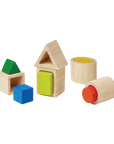 PlanToys Geo Matching Blocks - Wooden Shape Blocks
