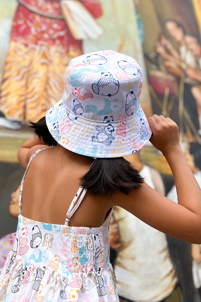 Kids Reversible Bucket Hat - Pastel Panda | Accessories | The Elly Store Singapore