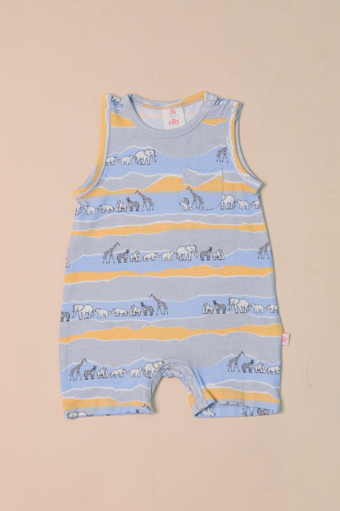 Sleeveless Romper - Grey Animal March