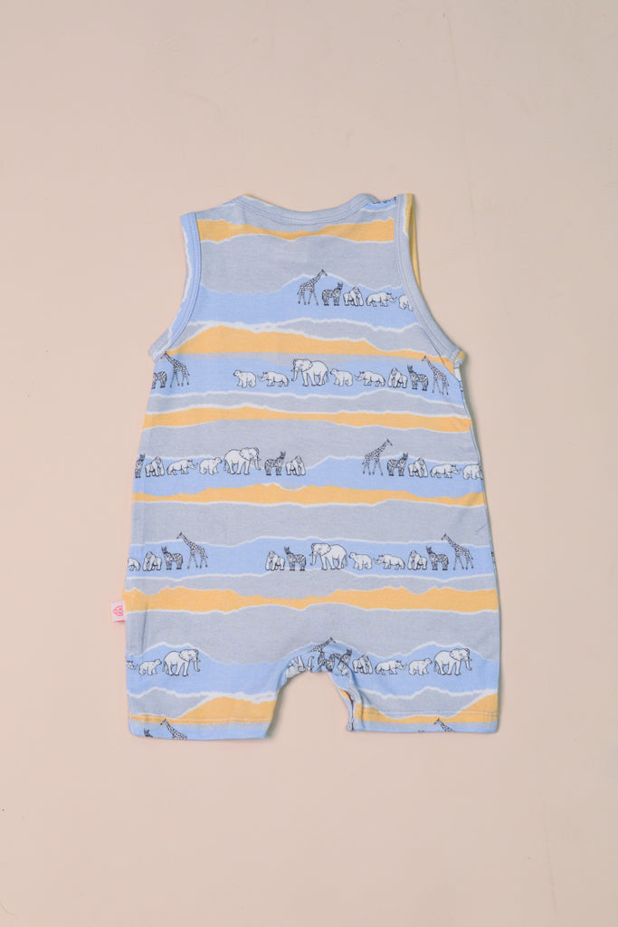 Sleeveless Romper - Grey Animal March