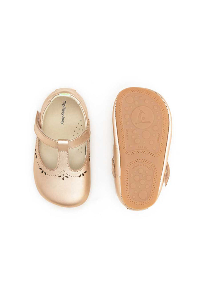Dainty Mary Janes Shoes - Metallic Salmon | Tip Toey Joey Baby Shoes | The Elly Store