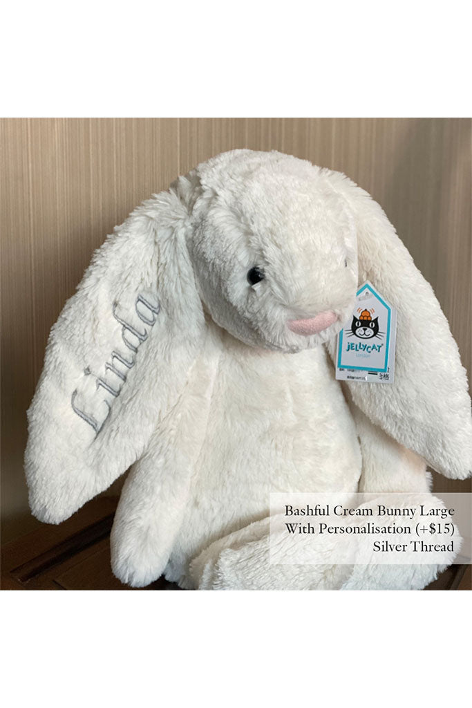 Jellycat Bashful Bunny Cream Large with Silver Thread | The Elly Store