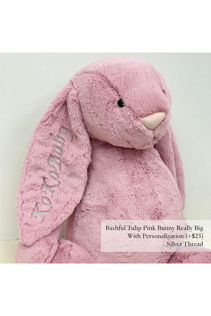 Bashful Tulip Pink Bunny Really Big with Silver Thread