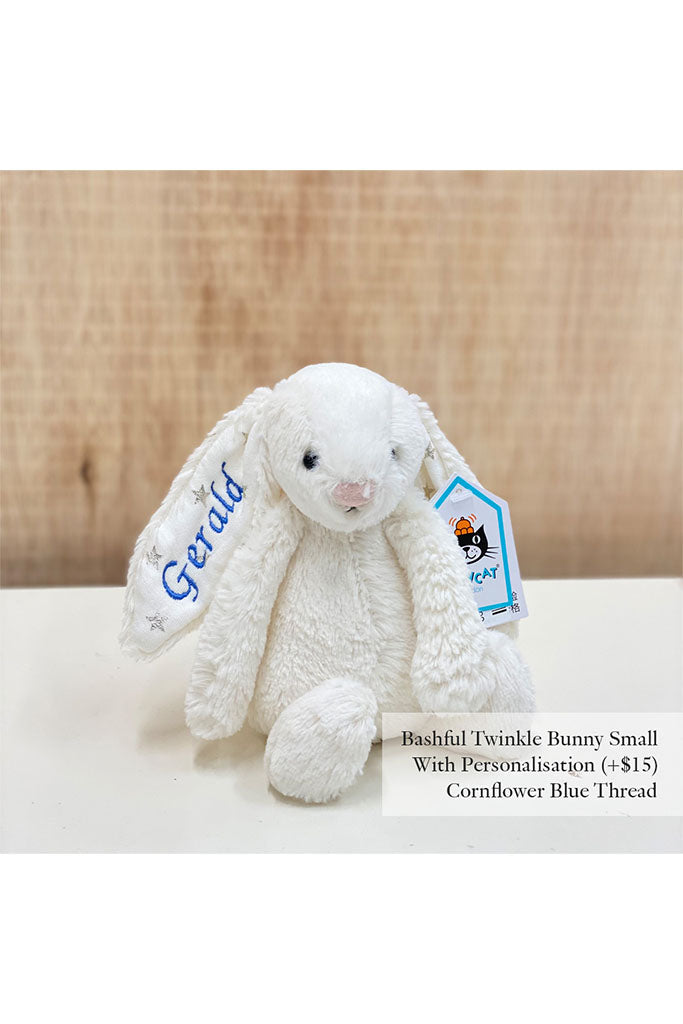 Jellycat Bashful Twinkle Bunny with Cornflower Blue Thread