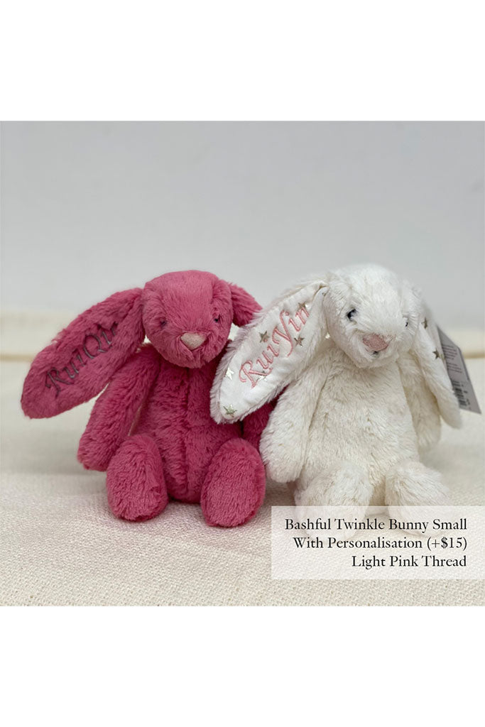 Jellycat Bashful Twinkle Bunny Small with Light Pink Thread