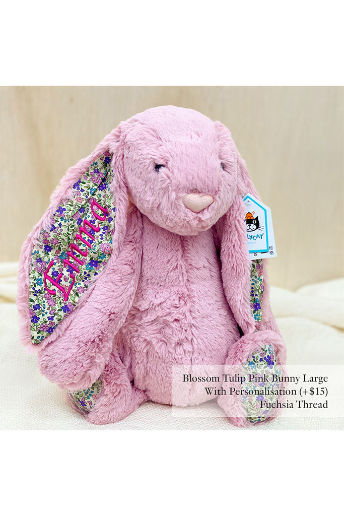 Jellycat Blossom Tulip Pink Bunny Large with Fuchsia Thread