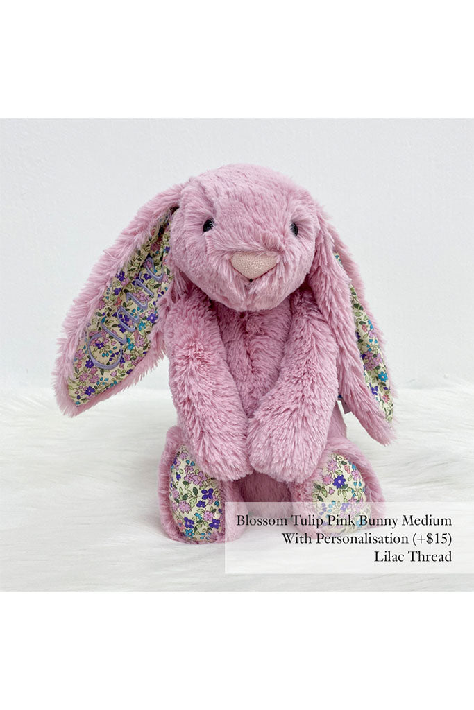 Jellycat Blossom Tulip Pink Bunny with Lilac Thread