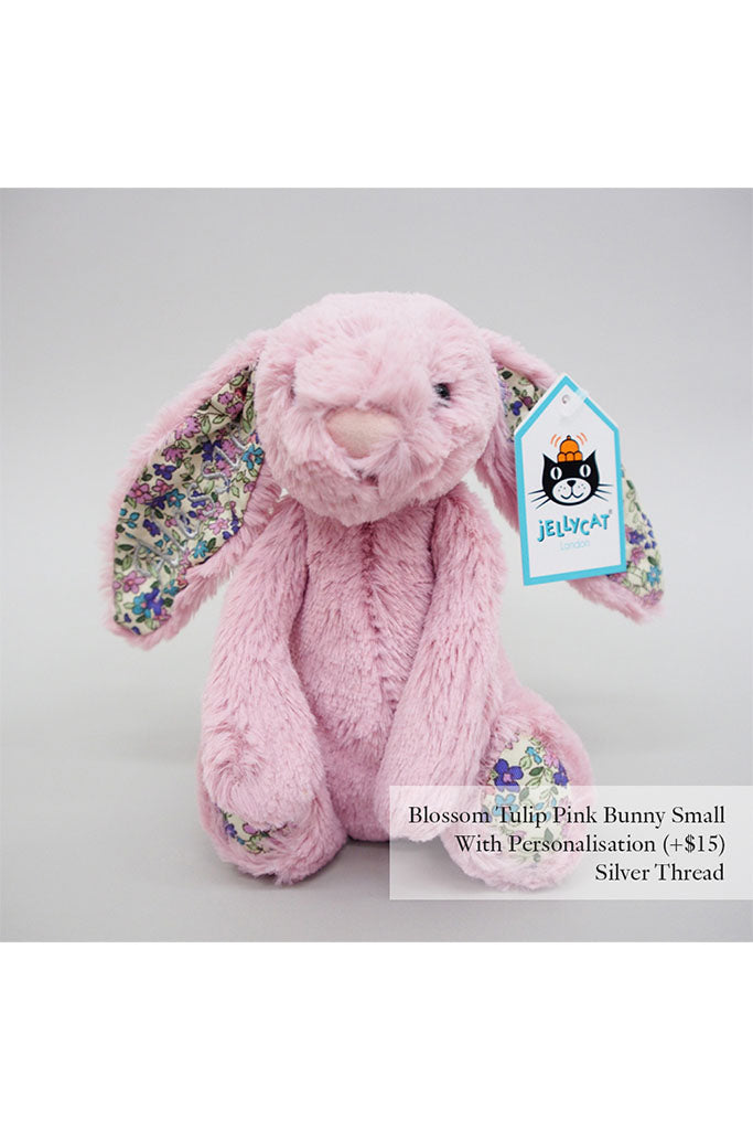 Jellycat Blossom Tulip Pink Bunny Small with Silver Thread