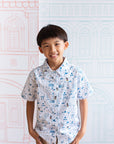 Little Man Shirt - Blue Road Trip Mickey | Disney x elly Boys Shirts | The Elly Store Singapore