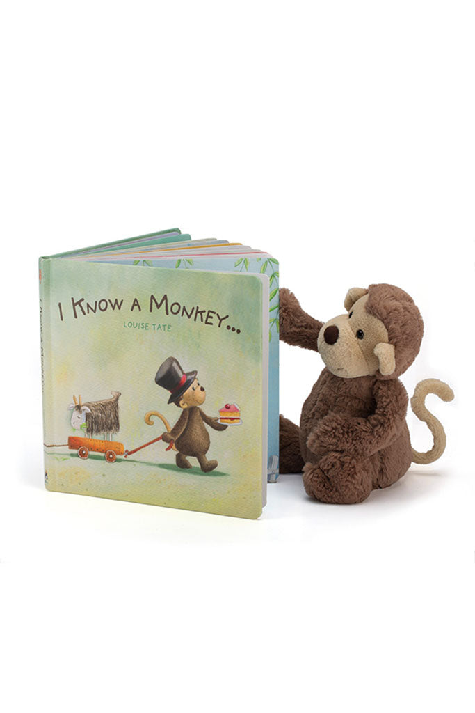 Monkey reading a Jellycat &#39;I Know A Monkey&#39; Book | Buy Jellycat Books online for Early Reader at The Elly Store Singapore