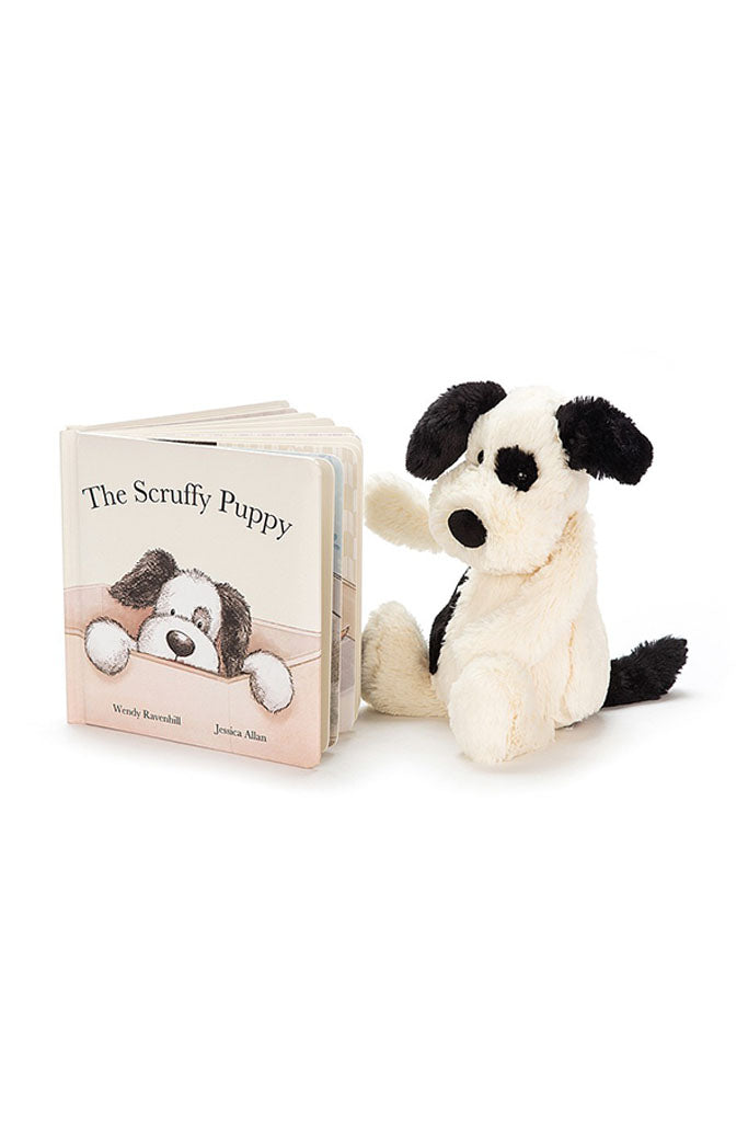 Jellycat Puppy reading The Scruffy Puppy Book | The Elly Store Singapore