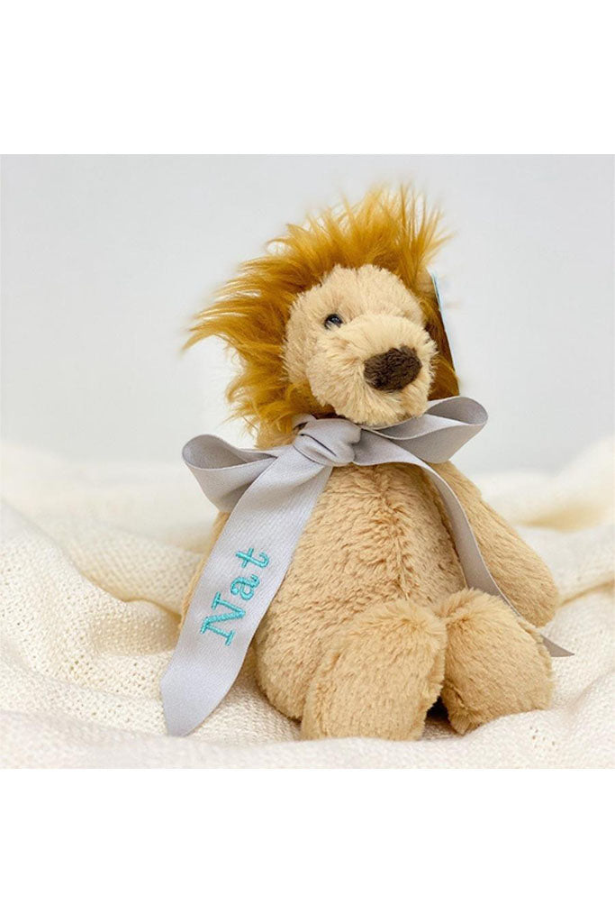 Ribbon Personalisation Sample - Silver Ribbon with Turquoise Text