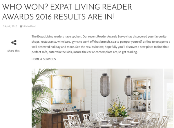 Expat Living Reader Awards 2016
