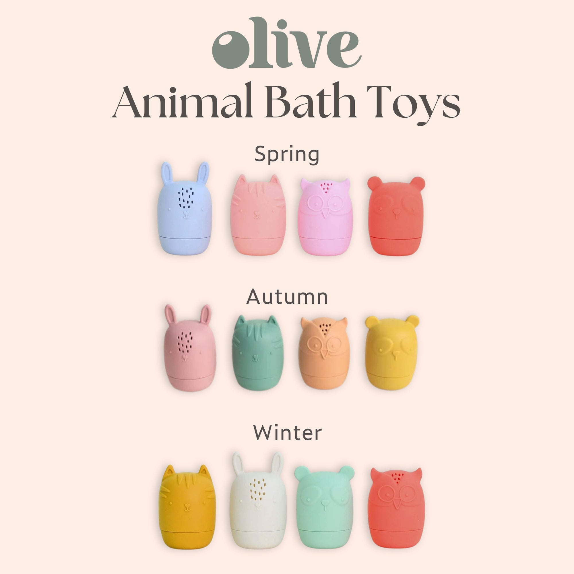 Olive Animal Bath Toys | The Elly Store