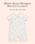 Short-Sleeve Zipper Romper - Blue Sea Creatures | Personalisable Gift Set