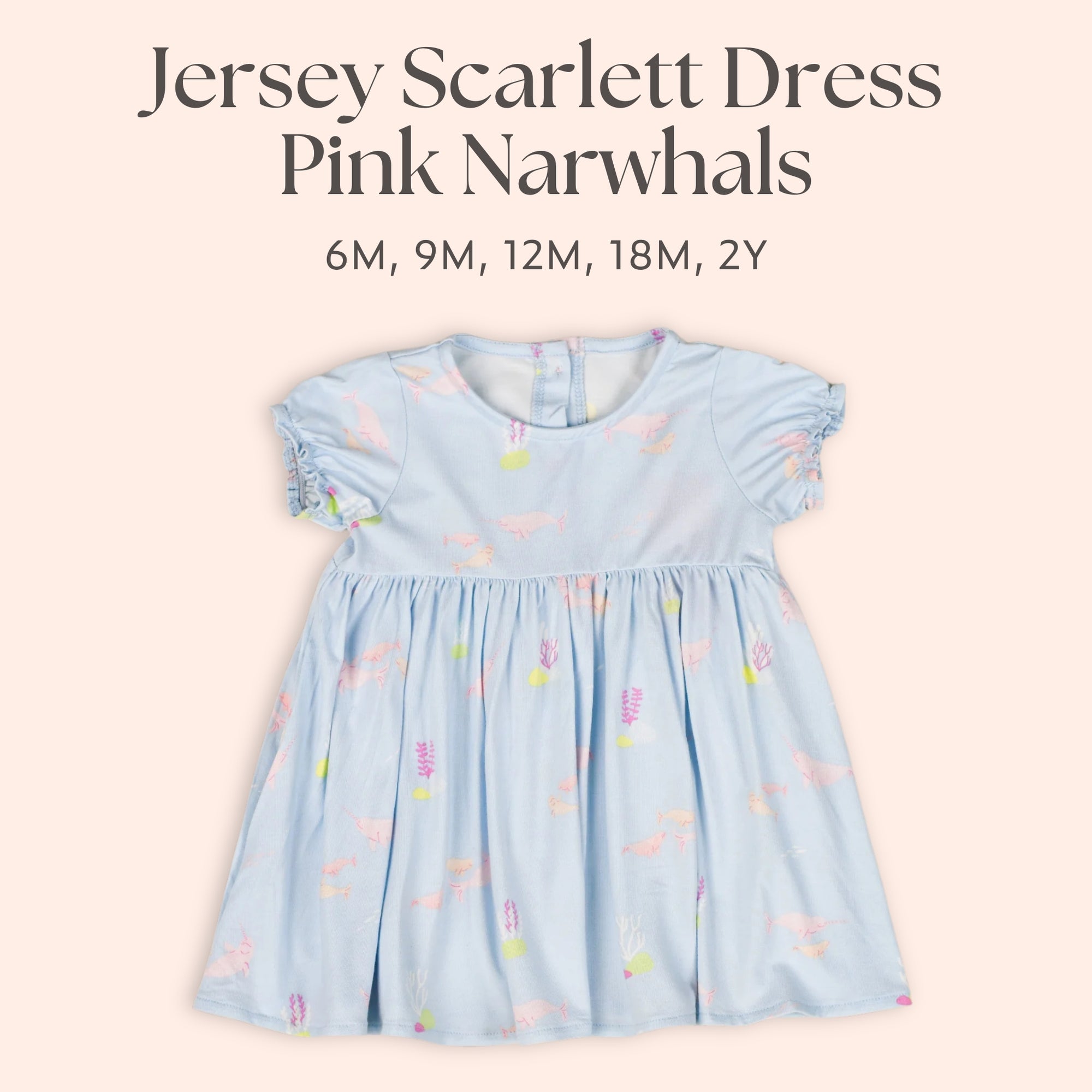 Jersey Scarlet Dress - Pink Narwhals | The Elly Store