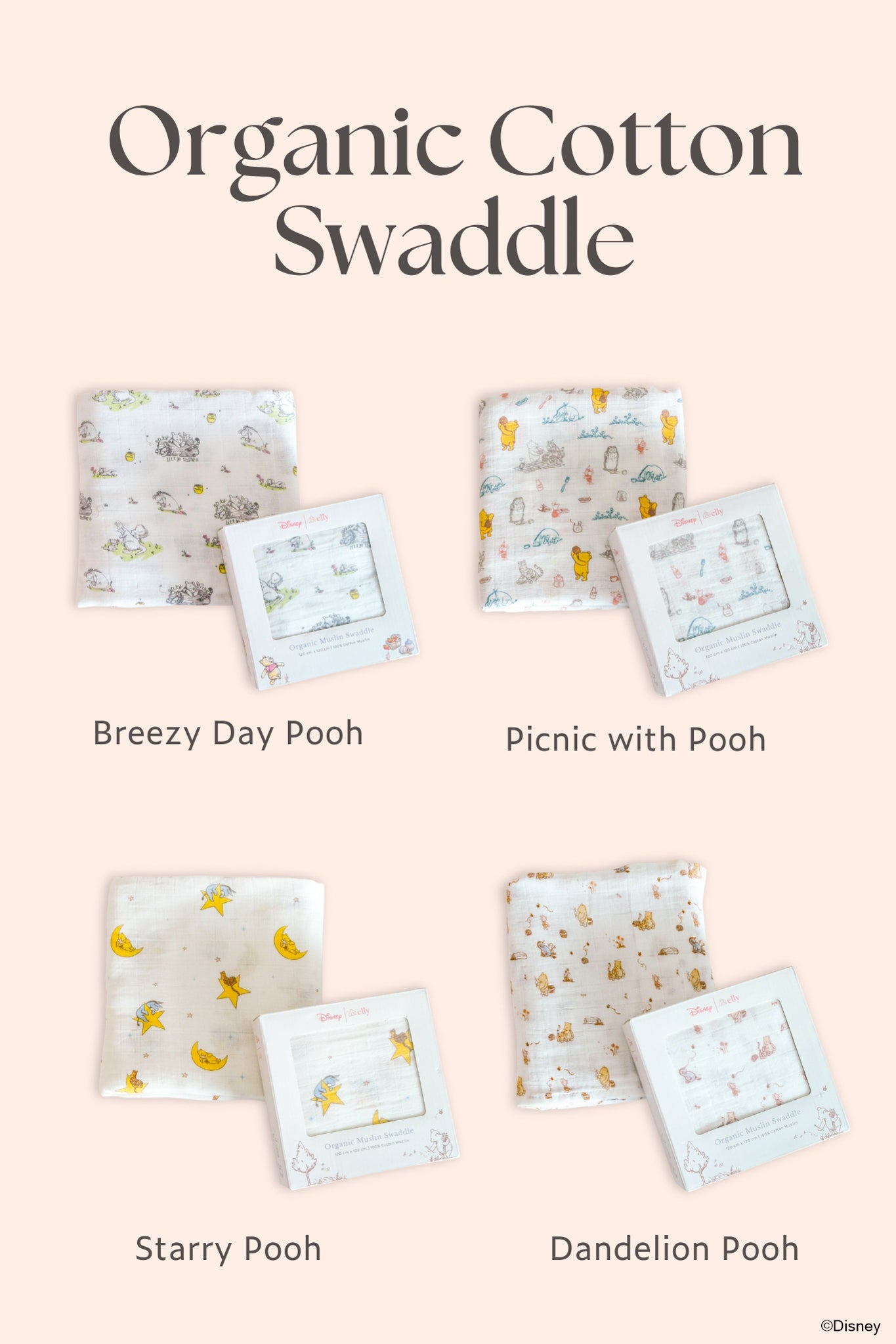 Pooh Organic Cotton Swaddle | Personalisable Gift Set