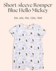 Short-sleeve Romper - Blue Hello Mickey | Personalisable Gift Set