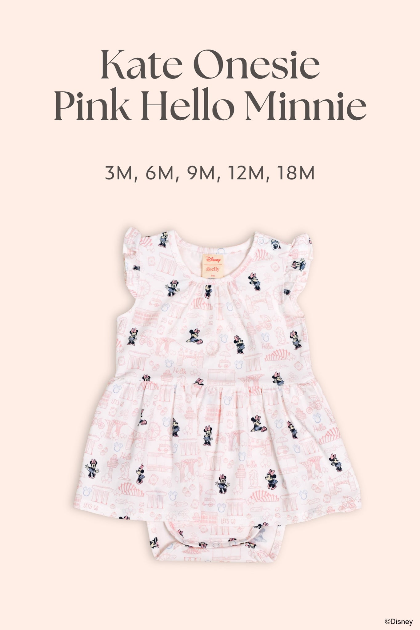 Kate Onesie - Pink Hello Minnie | Personalisable Turquoise Gift Set