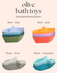  Stackable Sharks or Stackable Boats | Personalisable Turquoise Gift Set