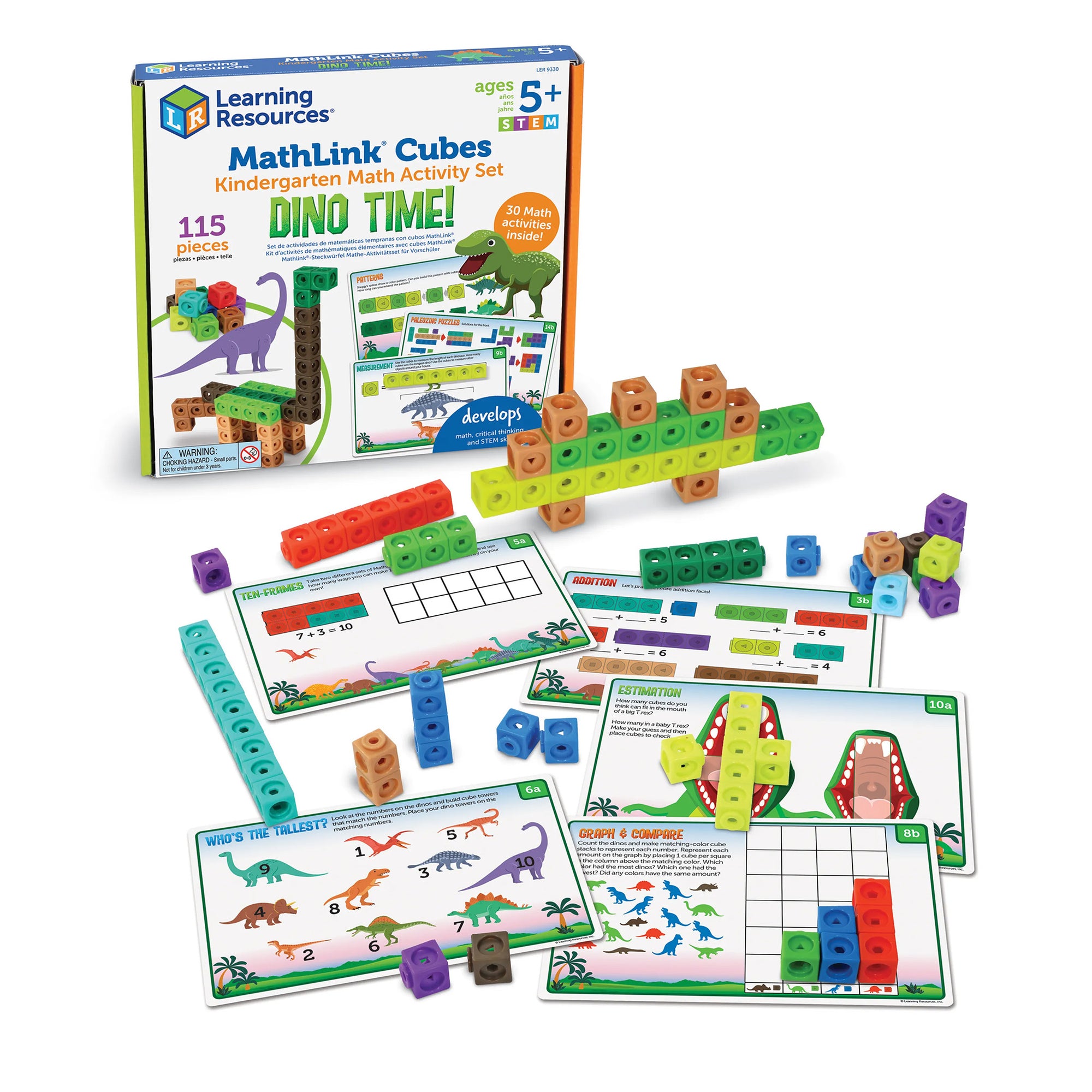 MathLink® Cubes Kindergarten Math Activity Set: Dino Time