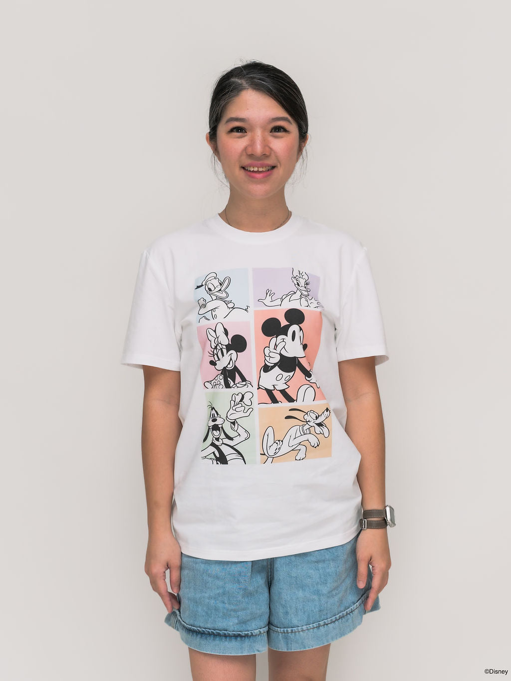 Adult Tee - Pastel Mickey Crew closeup