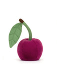 Amuseables Cherry plush toy back view showing leaf and rounded shape