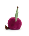 Amuseables Cherry plush toy side view with curved stem and leaf detail