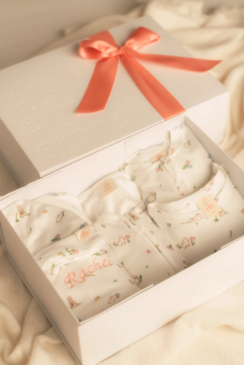 Baby Gift Set - White Floral Bunny