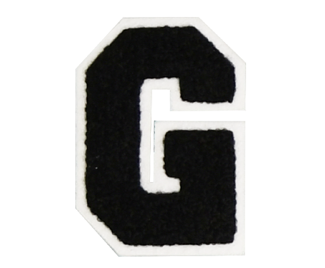 Iron-On Alphabet Patch - Black with White Border
